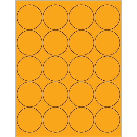 Étiquette Cercles Orange Fluo 2"